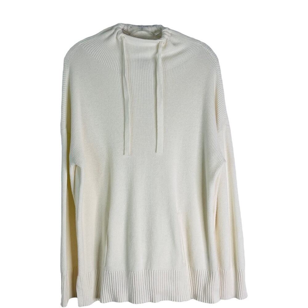 T by Talbots cream tie turtleneck preppy coastal lounge sweater LP